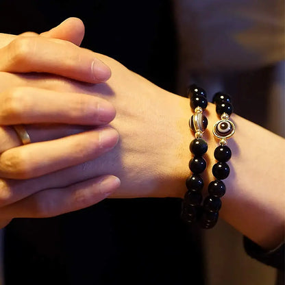 Obsidian Dzi Fortune Bracelet