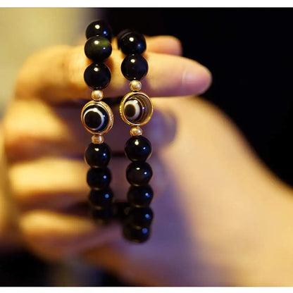 Obsidian Dzi Fortune Bracelet